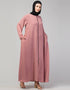 Modern Butterfly Kaftan with Self-Buttoned Cuffs and Open Front in Color Mauve Pink